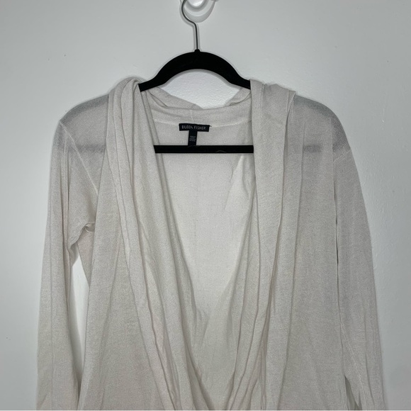 Eileen Fisher white twist front tencel merino wool long sleeve top - Picture 3 of 8